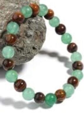 💞 New Jade & Brown Beaded Stretch Money Bracelet